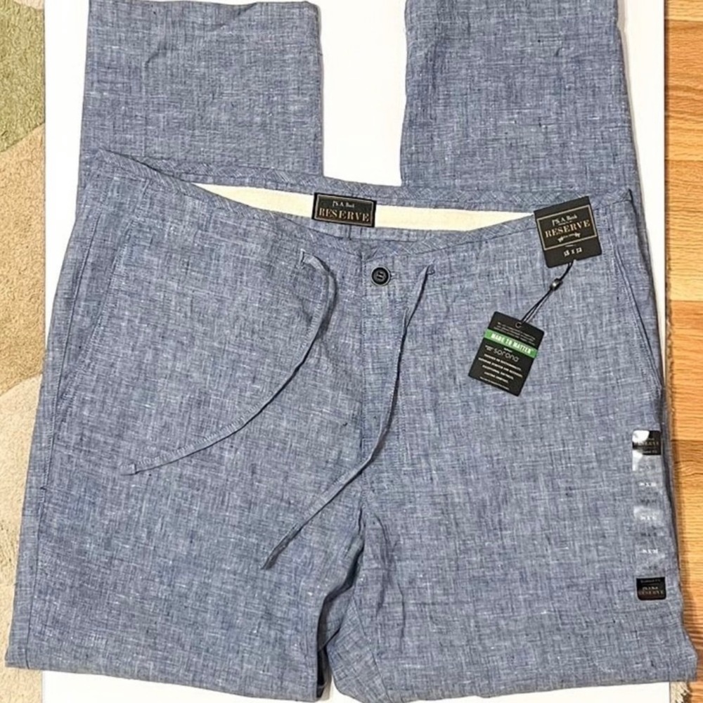 Jos A Bank NWT Sz 40X32 RSVP Collection Tailored Fit Flat Front Linen Blend Casu - Picture 4 of 8